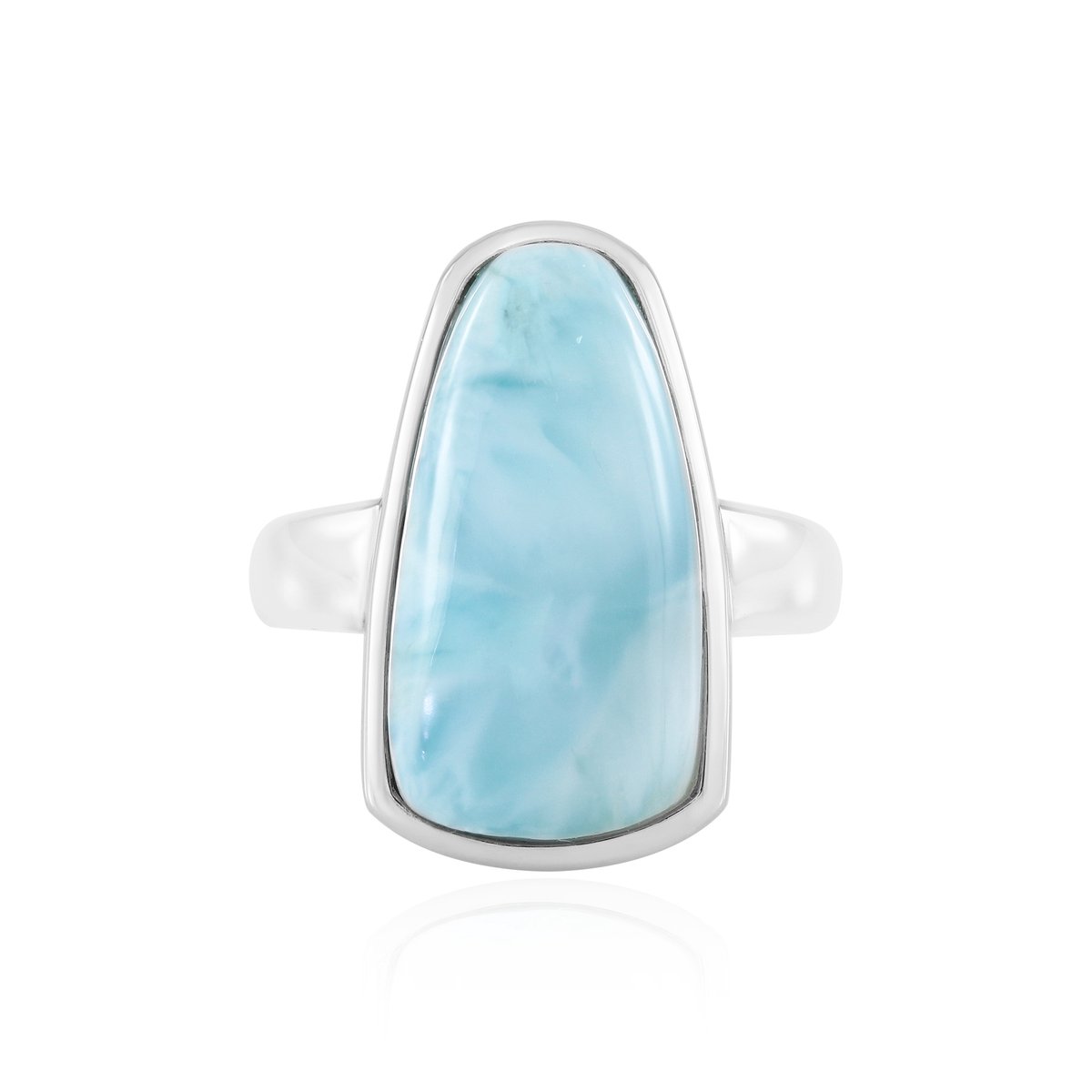 Cavill - Larimar Ring 12.6 ct Fancy Cabochon - 925 Sterling Zilver Gerhodineerd - Elegante Ring met Blauwe Edelsteen uit Dominicaanse Republiek