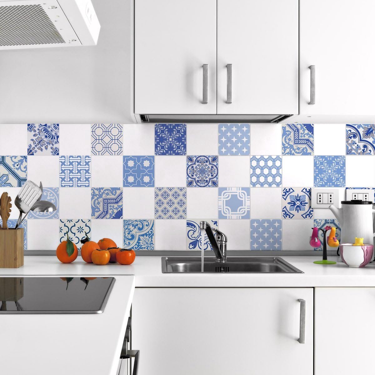 Tegelstickers Venetiaanse ornamenten cementtegels muurstickers badkamer en keuken | 24 stuks van 20 x 20 cm
