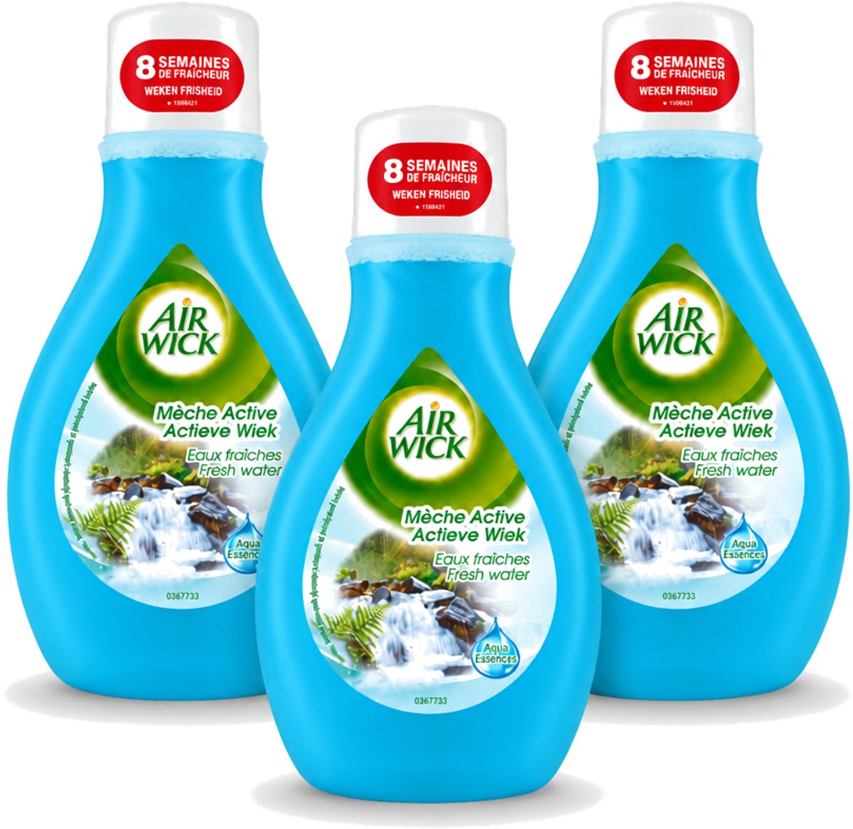3 x Air Wick – Luchtverfrisser – Actieve Wiek Fresh Water – 375 ml - Bulkverpakking - 3 stuks