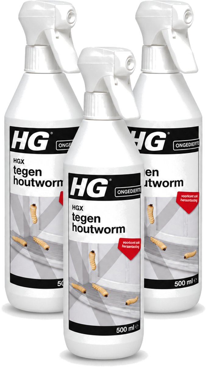 3 x HG X - Tegen Houtworm - Eenvoudige Bestrijding - 500 ml - Bulkverpakking - 3 stuks
