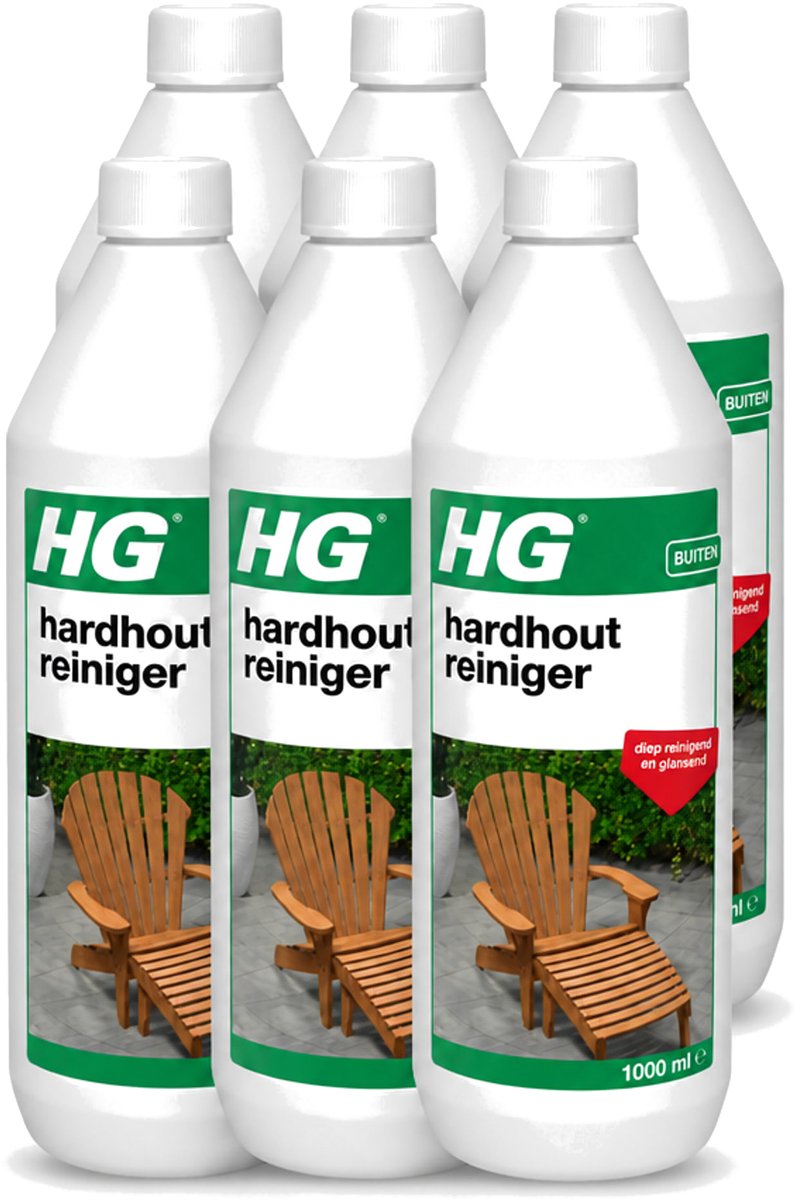 6 x HG - Buiten - Hardhout Reiniger - Diep Reinigend - 1L - Voordeelverpakking - 6 stuks
