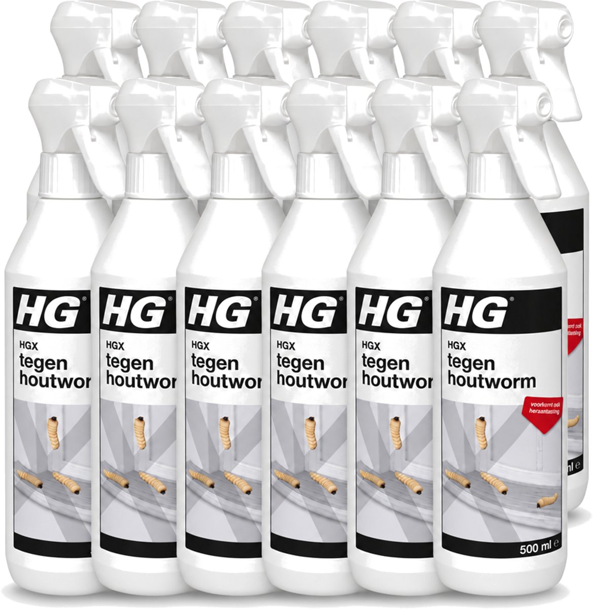 12 x HG X - Tegen Houtworm - Eenvoudige Bestrijding - 500 ml - Voordeelverpakking - 12 stuks