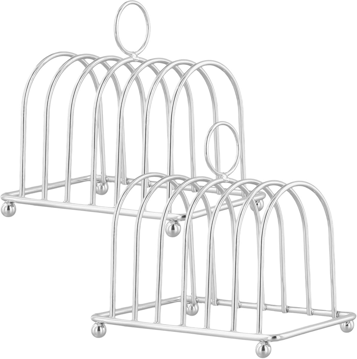 2 stuks roestvrijstalen broodroosterstandaard voor heteluchtfriteuse, 6 sneden toasthouder met draaggreep, toaststandaard van chroom afkoelrooster toasthouder toast rekken, 14,5 x 7,8 x 8 cm