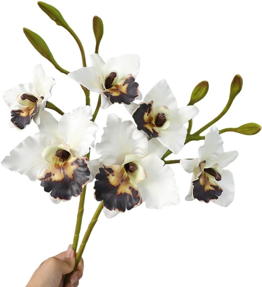 2 stuks kunstmatige phalaenopsis voor vazen, 50,8 cm lange steel phalaenopsis takken 3 hoofden PU faux orchidee plant voor huisdecoratie bruiloft tafelstukken, wit