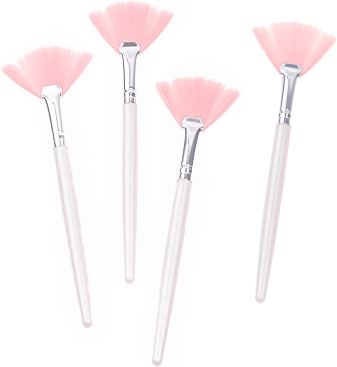 4 stuks maskerkwasten, waaiervormige kwast, zachte waaiervormige maskerkwast, gezichtsveegkwast, roze maskerkwast, make-upgereedschap voor vrouwen en meisjes