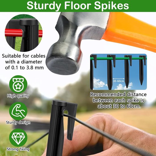 Accessoire Set, 50m Begrenzingskabel met 25 Grondpennen, 5 Kabelverbinders, 5 Aansluitklemmen, Universeel Compatibel met Husqvarna, Gardena, Bosch, Yardforce, Worx — afbeelding 4