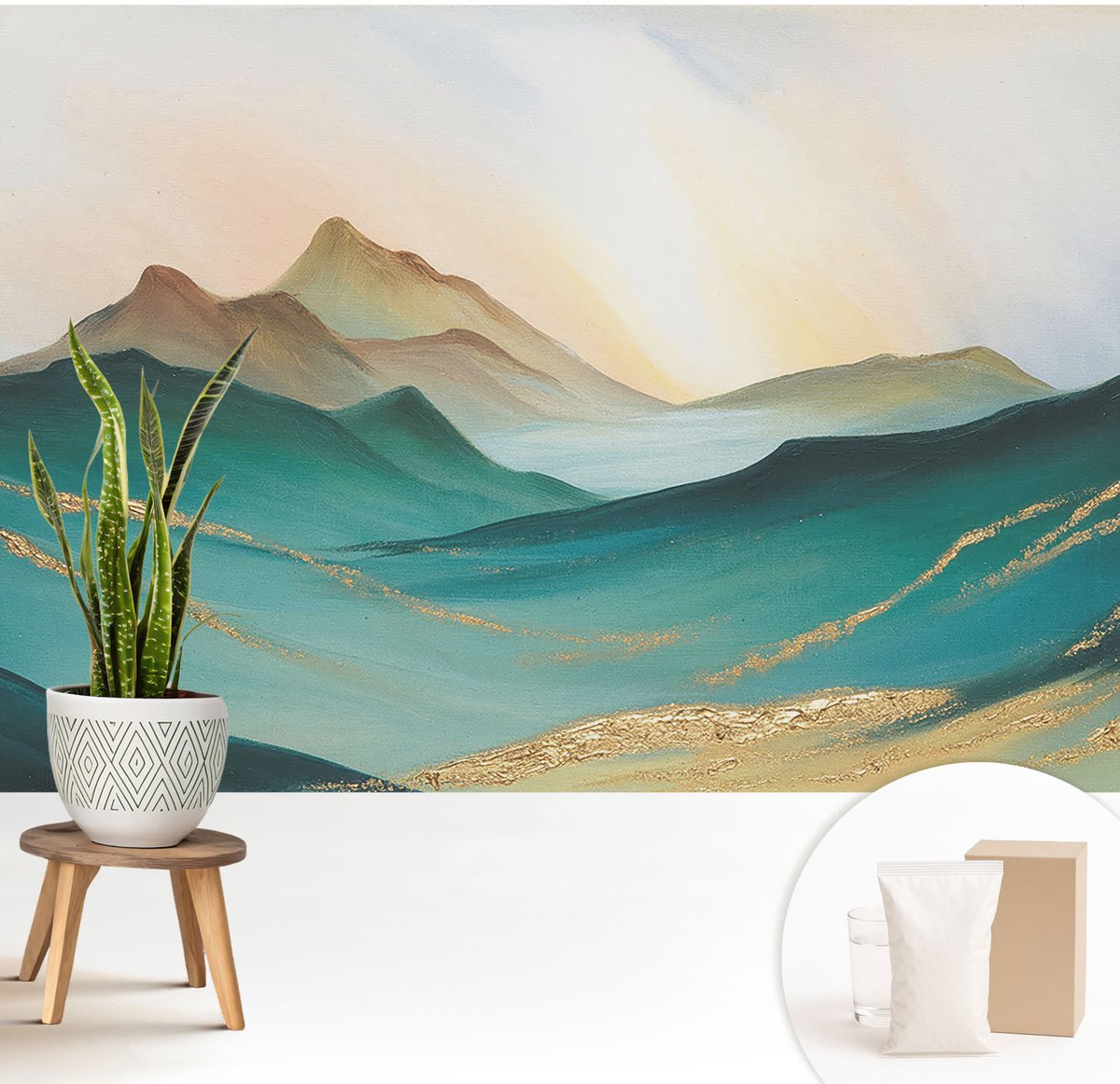 Wallfluent Fotobehang - Groente Vliesbehang - 208x146 cm - Vreedzaam Landschap Muurschildering - Slaapkamer behang Landschappen - Fotobehang Vlies - Gang behang