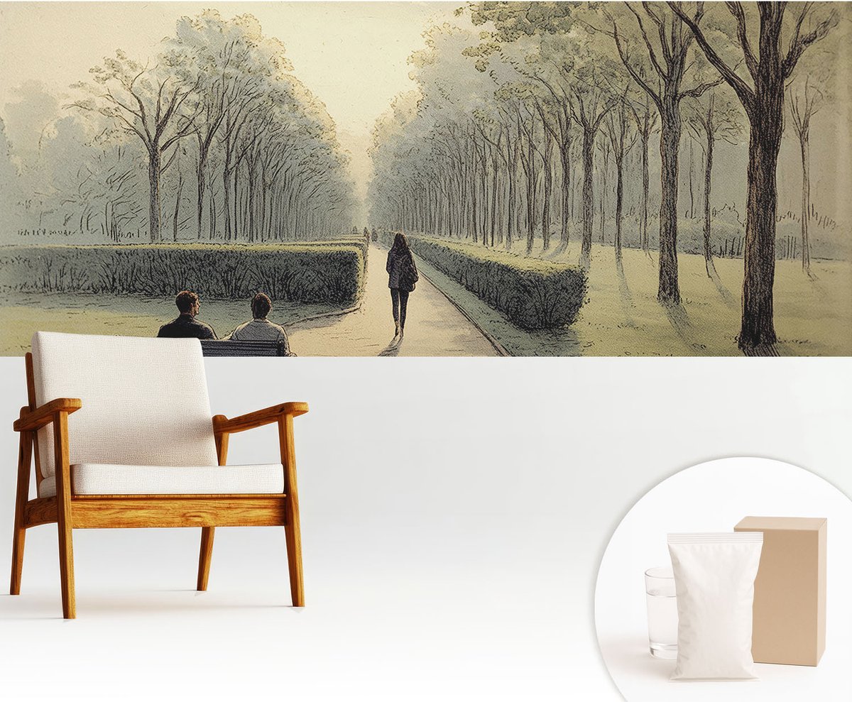 Wallfluent Fotobehang - Groente Vliesbehang - 250x104 cm - Park Vrede Muurschildering - Slaapkamer behang Landschappen - Fotobehang Vlies - Slaapkamer behang