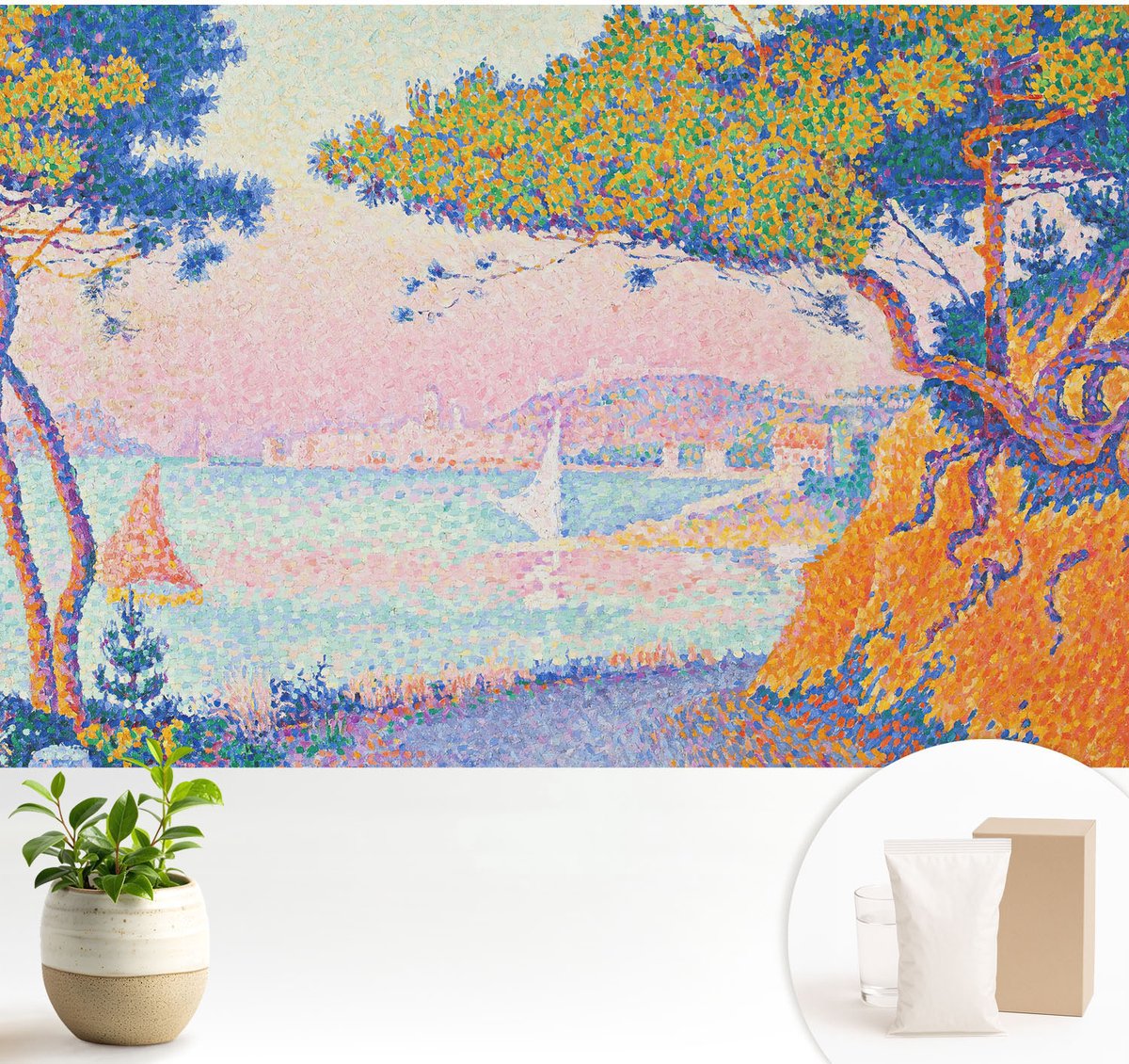 Wallfluent Fotobehang - Blauw Vliesbehang - 104x70 cm - Kleurrijk Landschap Fotobehang Vlies - Woonkamer behang Landschappen - Muurschildering - Woonkamer behang