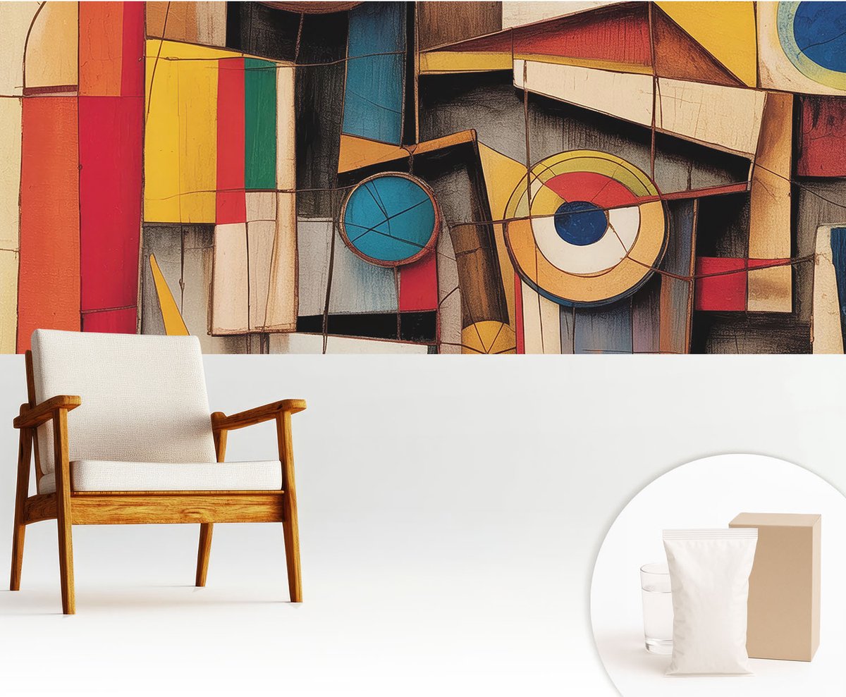 Wallfluent Fotobehang - Wit Vliesbehang - 250x104 cm - Geometrische Patronen Muurschildering - Gang behang Abstractie - Fotobehang Vlies - Slaapkamer behang
