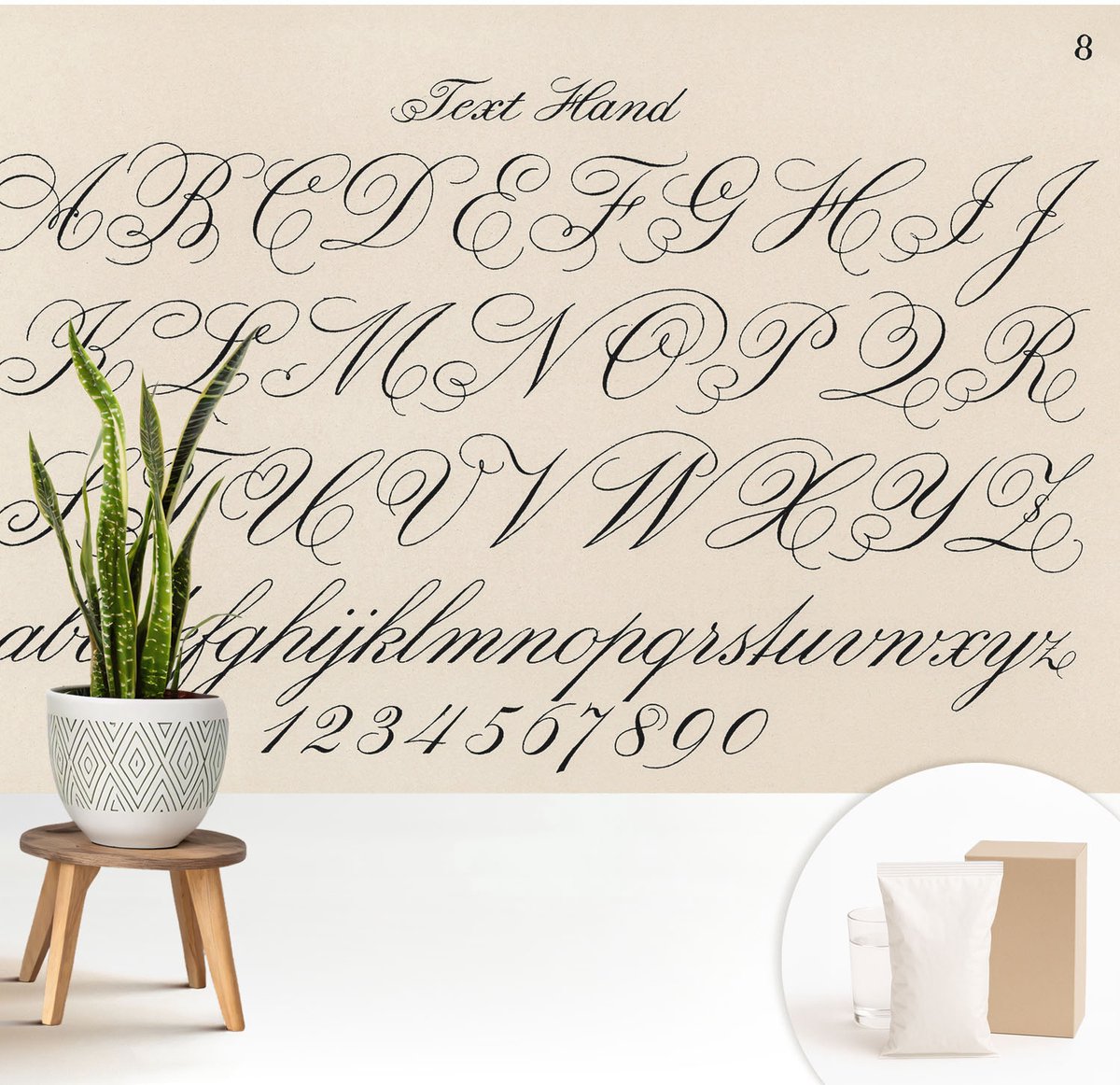 Wallfluent Fotobehang - Zwart Vliesbehang - 208x146 cm - Kalligrafisch Schrift Fotobehang Vlies - Woonkamer behang Teksten - Muurschildering - Woonkamer behang