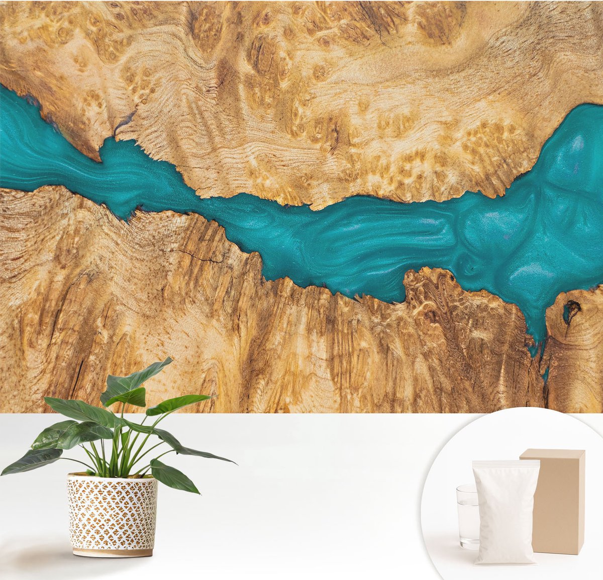 Wallfluent Fotobehang - Bruin Vliesbehang - 152x104 cm - Hout En Hars Fotobehang Vlies - Hal behang Texturen - Muurschildering - Woonkamer behang