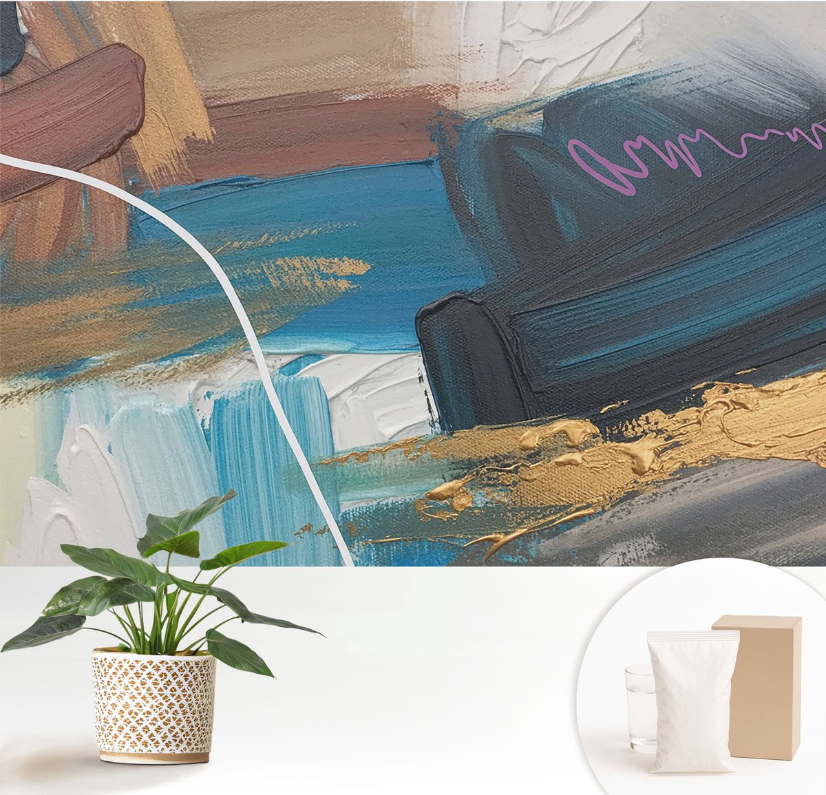 Wallfluent Fotobehang - Bruin Vliesbehang - 152x104 cm - Abstract Patroon Muurschildering - Gang behang Deel - Fotobehang Vlies - Slaapkamer behang