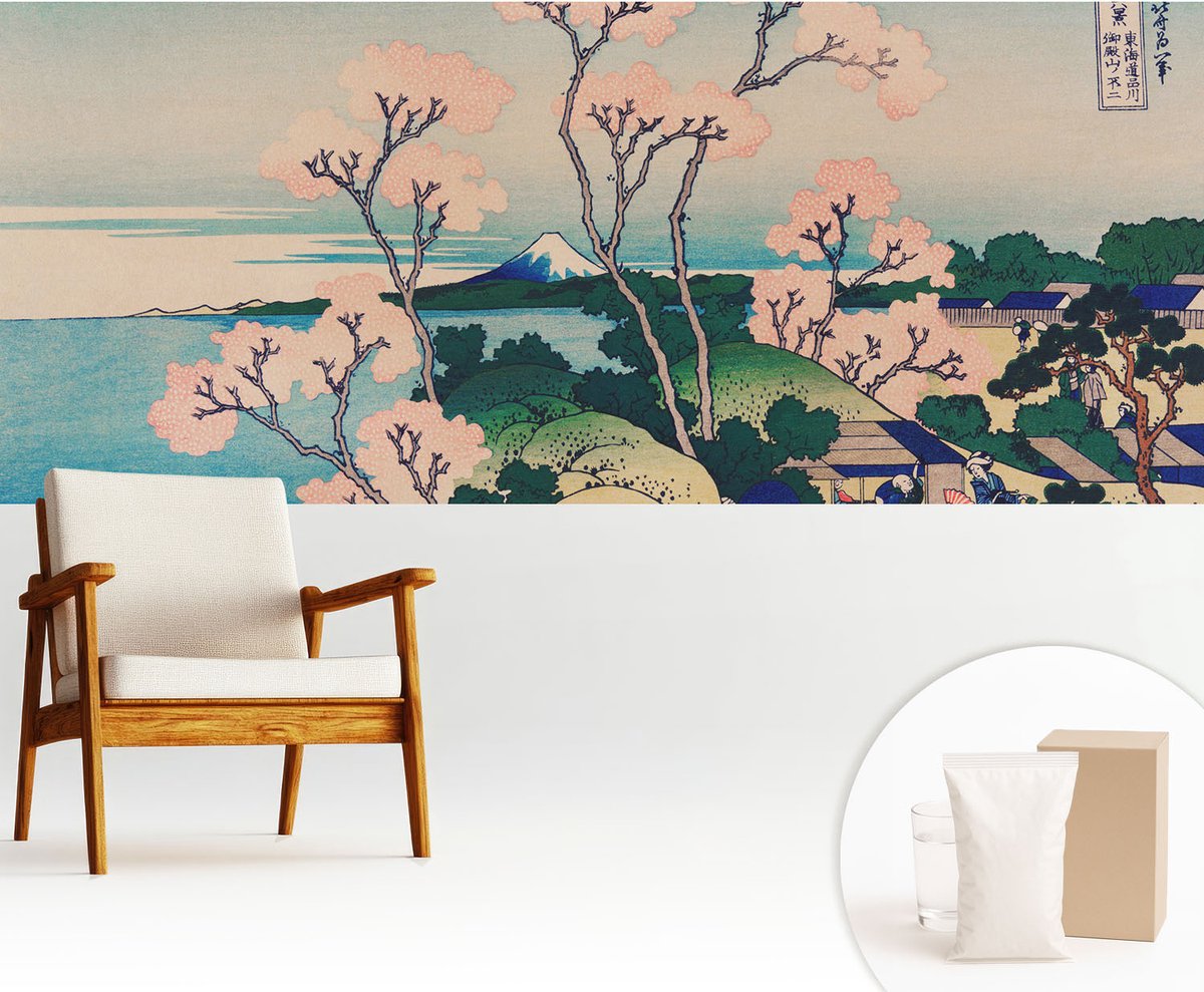 Wallfluent Fotobehang - Blauw Vliesbehang - 250x104 cm - Kersenbloesems Fotobehang Vlies - Woonkamer behang Bloemen En Planten - Muurschildering - Woonkamer behang