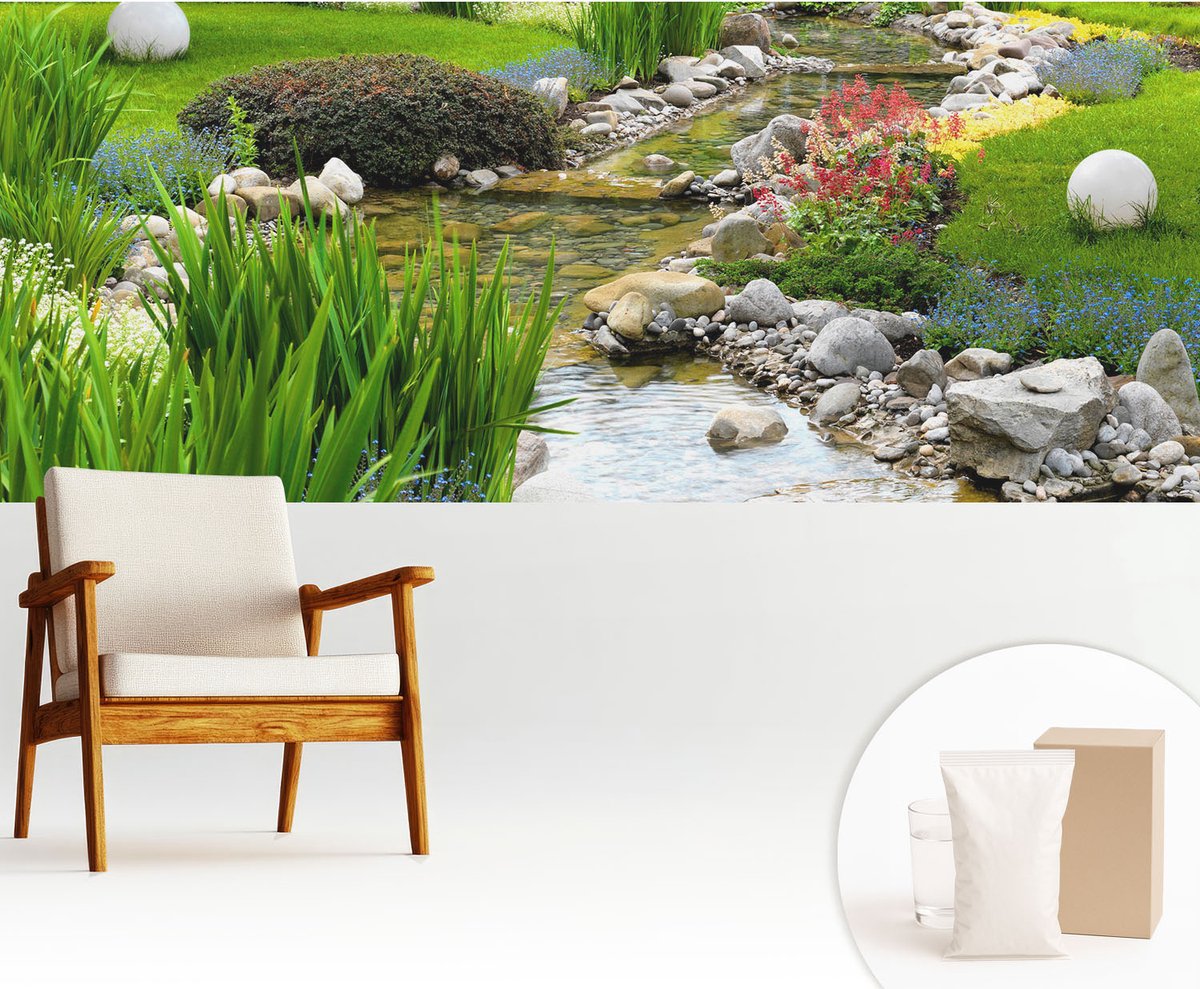 Wallfluent Fotobehang - Groente Vliesbehang - 250x104 cm - Idyllische Tuin Muurschildering - Slaapkamer behang Bloemen En Planten - Fotobehang Vlies - Slaapkamer behang
