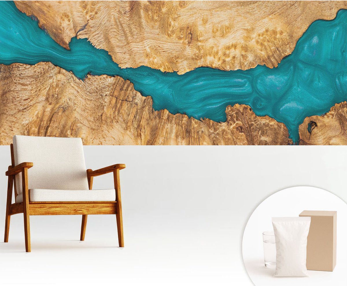 Wallfluent Fotobehang - Bruin Vliesbehang - 250x104 cm - Hout En Hars Fotobehang Vlies - Woonkamer behang Texturen - Muurschildering - Woonkamer behang