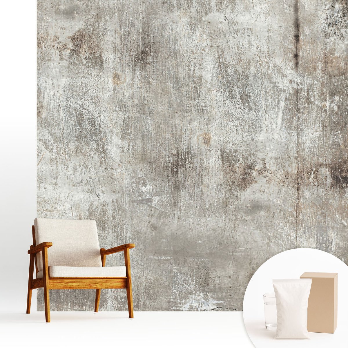 Wallfluent Fotobehang - Grijs Vliesbehang - 250x250 cm - Industriële Ruimte Muurschildering - Gang behang Texturen - Fotobehang Vlies - Slaapkamer behang