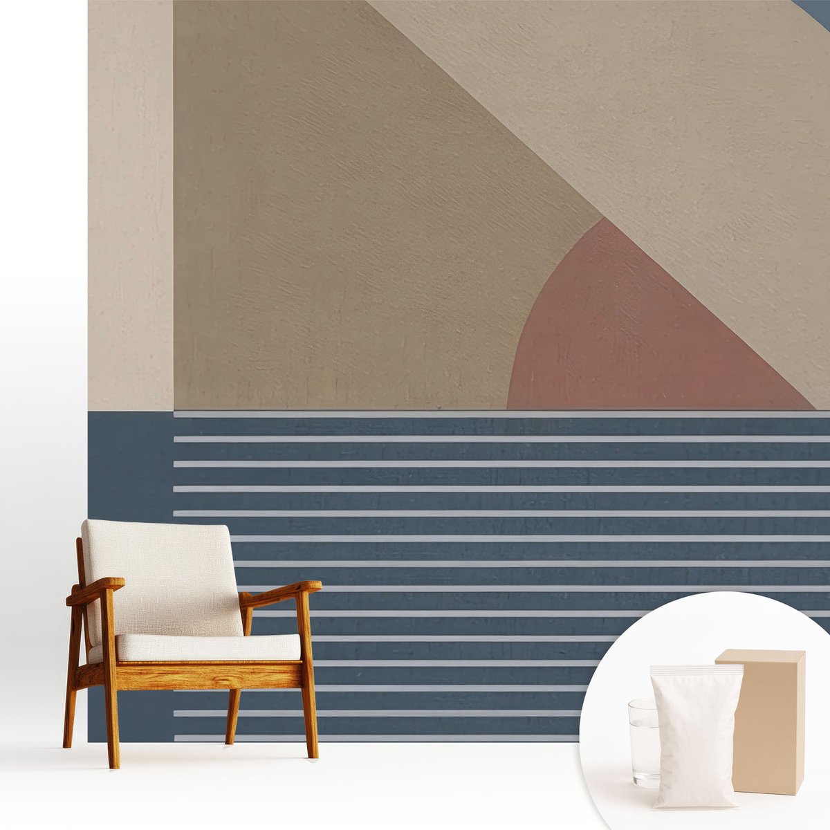 Wallfluent Fotobehang - Bruin Vliesbehang - 250x250 cm - Harmonieuze Geometrie Muurschildering - Gang behang Geometrie - Fotobehang Vlies - Slaapkamer behang
