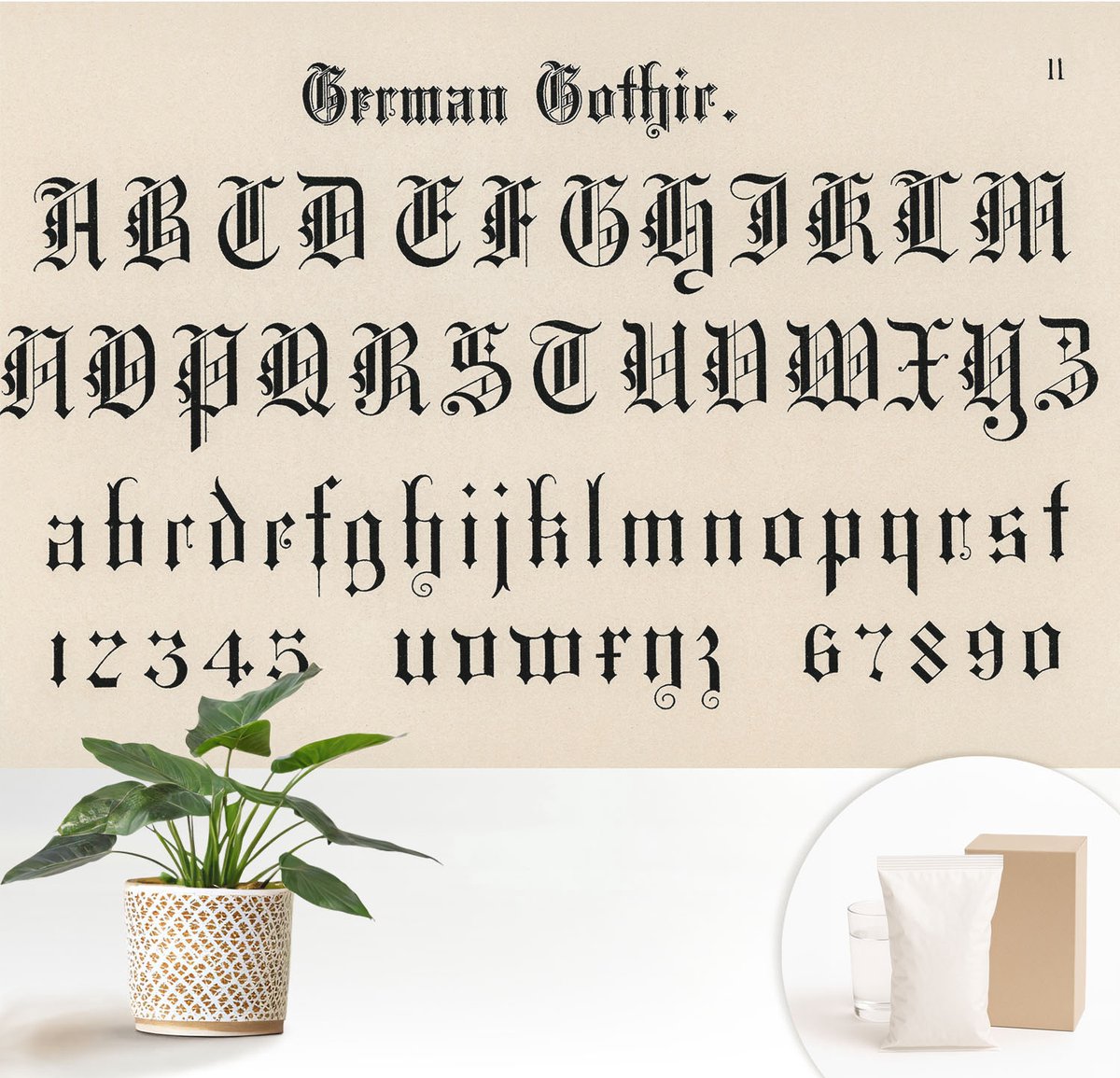 Wallfluent Fotobehang - Zwart Vliesbehang - 152x104 cm - Gotische Letters Fotobehang Vlies - Woonkamer behang Teksten - Muurschildering - Hal behang