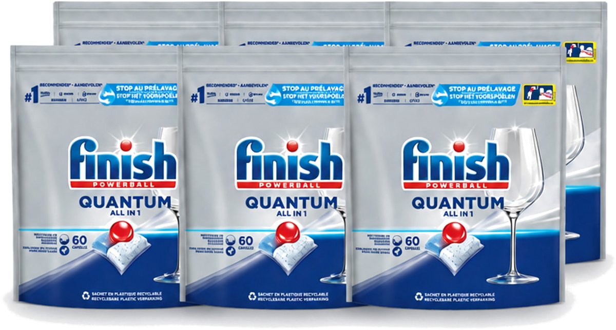6 x Finish – Vaatwastabletten – Quantum All-in-1 – 60 Capsules - Voordeelverpakking - 6 stuks