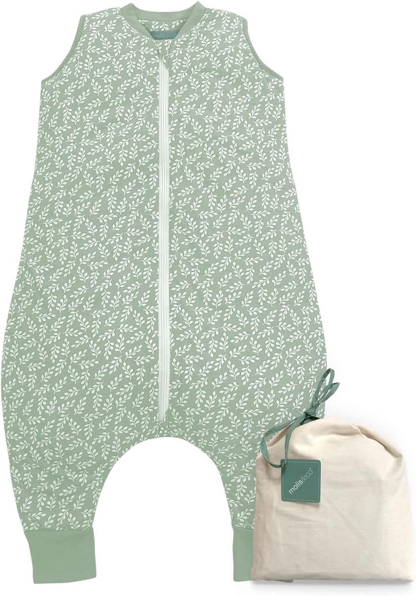 SnelShoppen - Baby slaapzak met voeten 2.5 TOG - 1 jaar - Groen tuin - 100% biologisch katoen - Ideaal voor winter en overgangsseizoenen