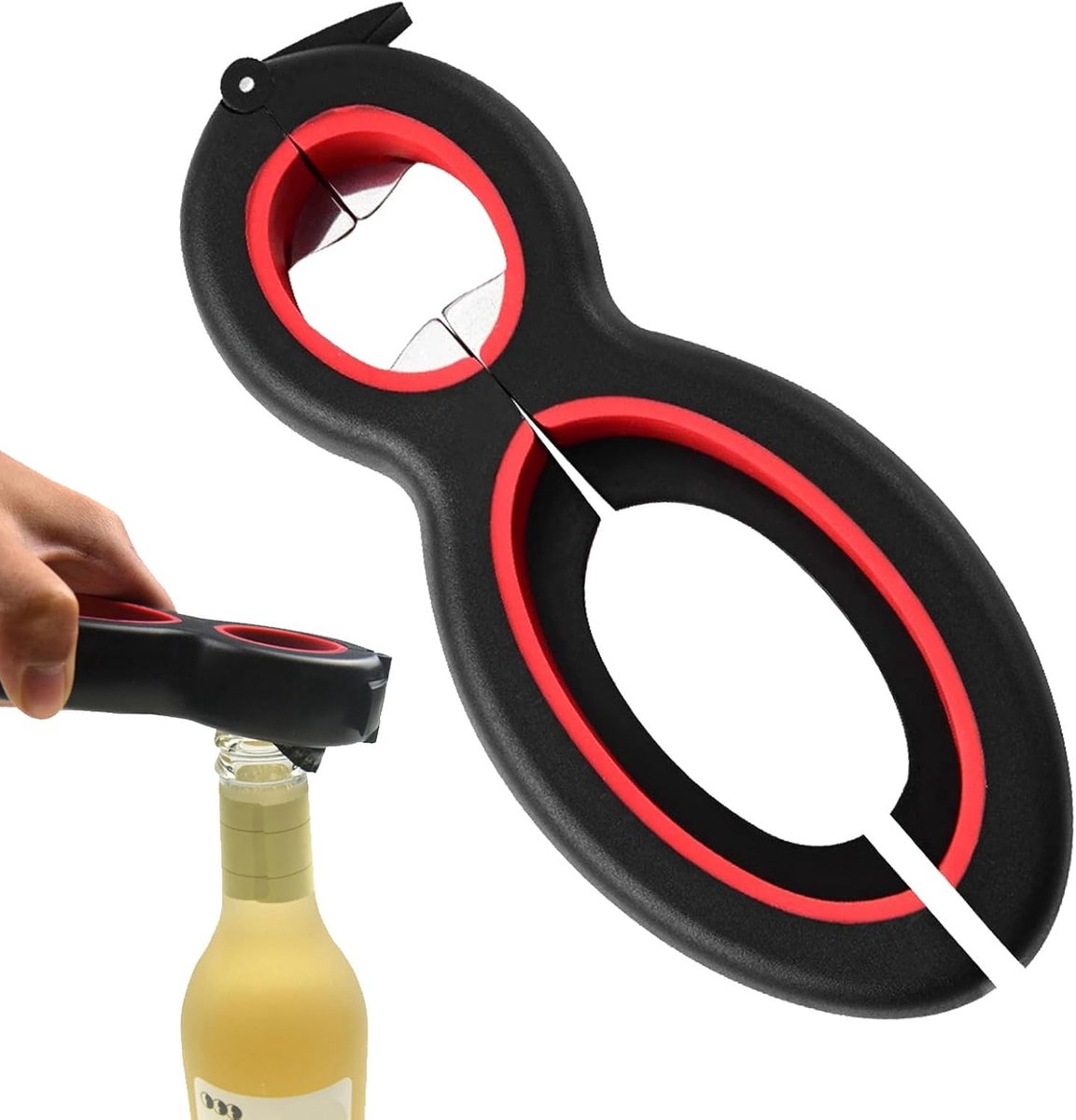 SnelShoppen - 6 in 1 Flesopener voor Senioren - Multifunctionele Openers voor Blikjes, Flessen, Schroefdoppen - Ergonomisch Ontwerp voor Keuken en Kok