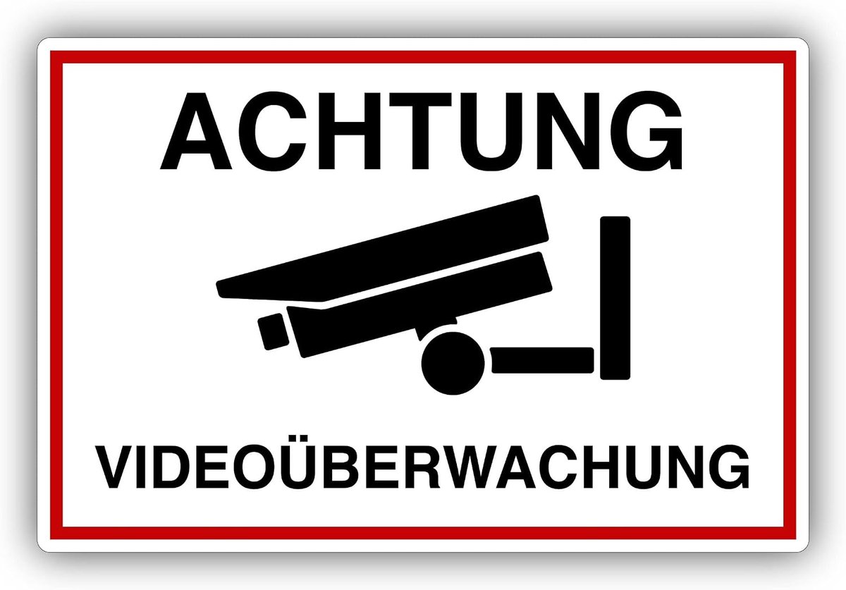 Videobewakingsplaat; 20 x 30 cm; van stevig hardschuimplaat, dikte 3 mm; met uv-bescherming en weerbestendig