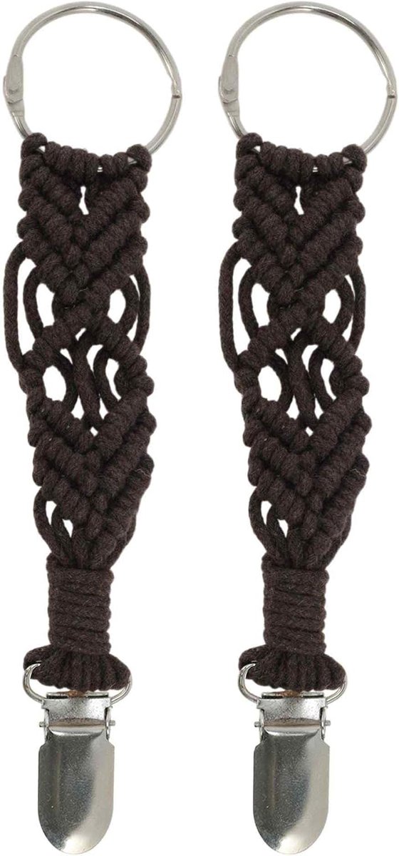 Geweven hoedenhouder, reishoedclip, accessoires voor reistassen, rugzakken, handtassen, bagage, outdoor, bruin, 2 stuks