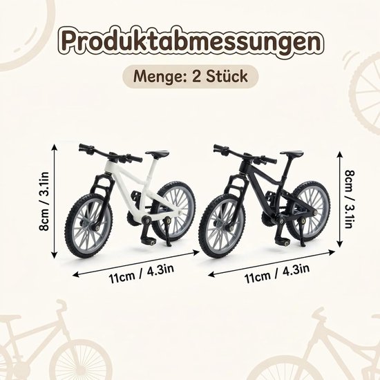 2 stuks vingerfietsset, vingerfiets, miniatuurmodel voor bureau — afbeelding 5