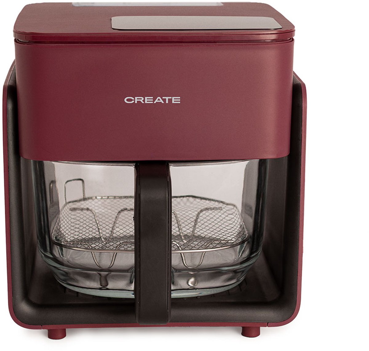 CREATE - Olievrije friteuse van 4,2 L met stoomfunctie - Bordeauxrood - AIR FRYER CRYSTAL