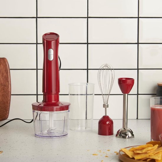 Verte - Staafmixer - Elektrisch - 3-In-1: Blender - Garde En Hakmessen - Desire Red - Beker Van 600 Ml - Vaatwasmachinebestendige Accessoires - Roestvrijstalen Messen - Voor Soepen - Sauzen En Dipsauzen van Verte — afbeelding 5