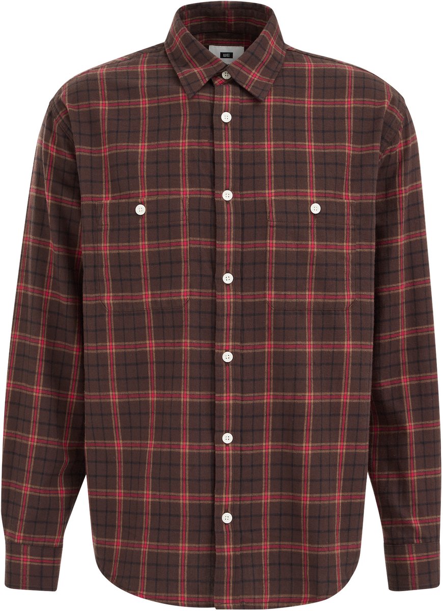 WE Fashion Heren relaxed fit flannelen overhemd met ruit