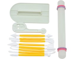11 stuks Sugarcraft modelleergereedschap voor taartdecoratie, BestMall deegroller, uitsteekvorm, gladmaker, fondant, taarten, cake