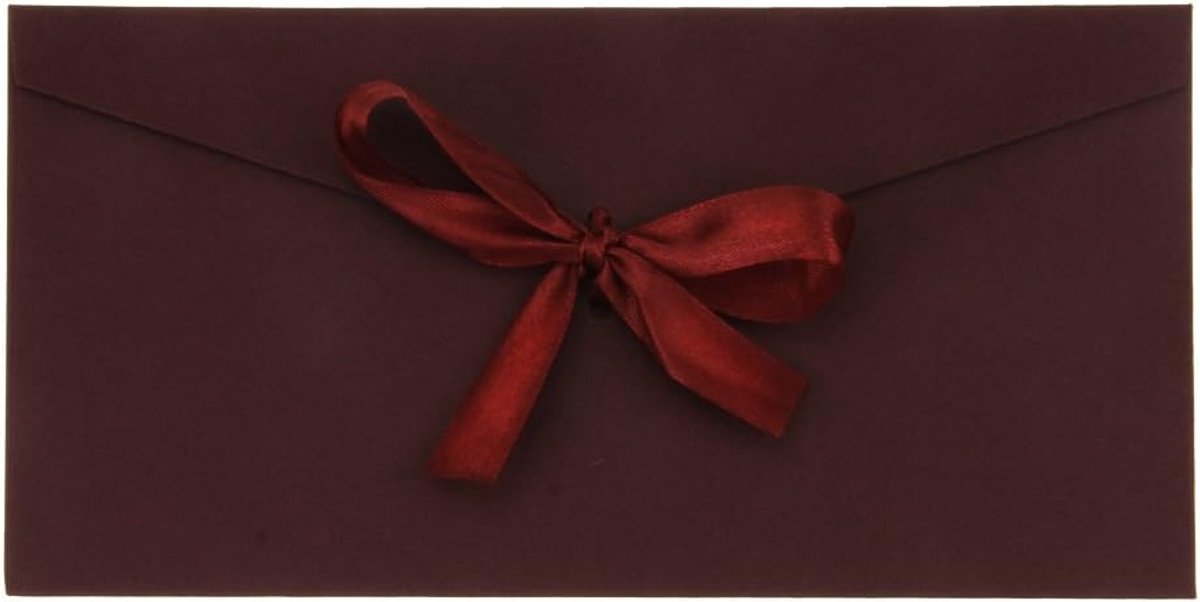 10 stuks blanco enveloppen met strik, enveloppen (22 x 11 cm) in lang formaat voor bruiloft, uitnodigingskaarten, berichtkaart, feest, verjaardag, Kerstmis, cadeau, kaarten