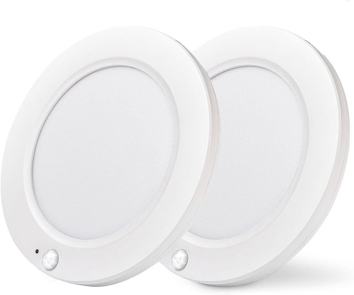 Plafondlamp met Bewegingssensor, 15W 1500lm, 3 Kleurtemperaturen (3000K/4000K/6000K),19cm, Ultraplat, Ronde Plafondlamp voor Hal, Badkamer, Kelder en Vochtige Ruimtes