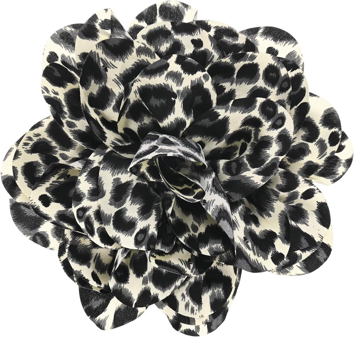 Broches, 8.3 Inch Reversspeldjes Sierlijke Satijn Stof Grote Camelia Oversized Broche Pin voor Vrouwen Bruiloft/Dance/Kleding/Party [21cm, Donkerblauw Luipaard]