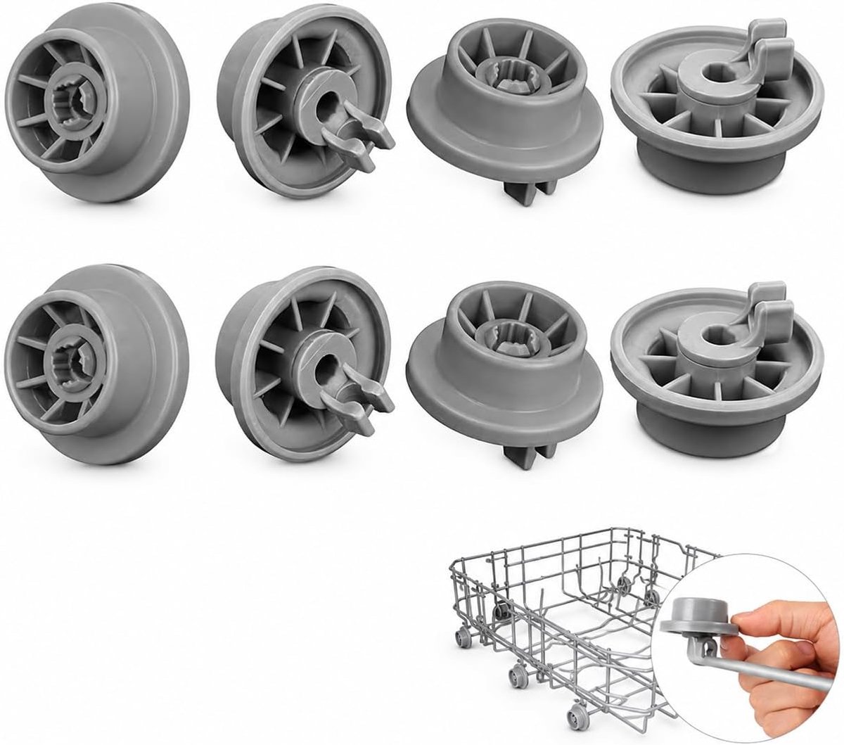 8 Stuks Vaatwasser Wielen Onderkorf – Universele Vervanging voor Bosch Siemens Neff Beko – Duurzame Dishwasher Korf Wieltjes