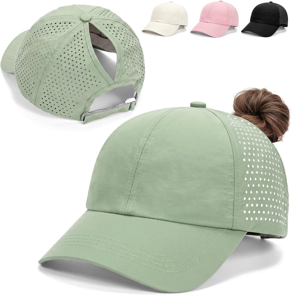 Honkbalpet voor dames, paardenstaart, basecap, paardenstaart, mesh pet, pet voor hardlopen, outdoor, zomerpet