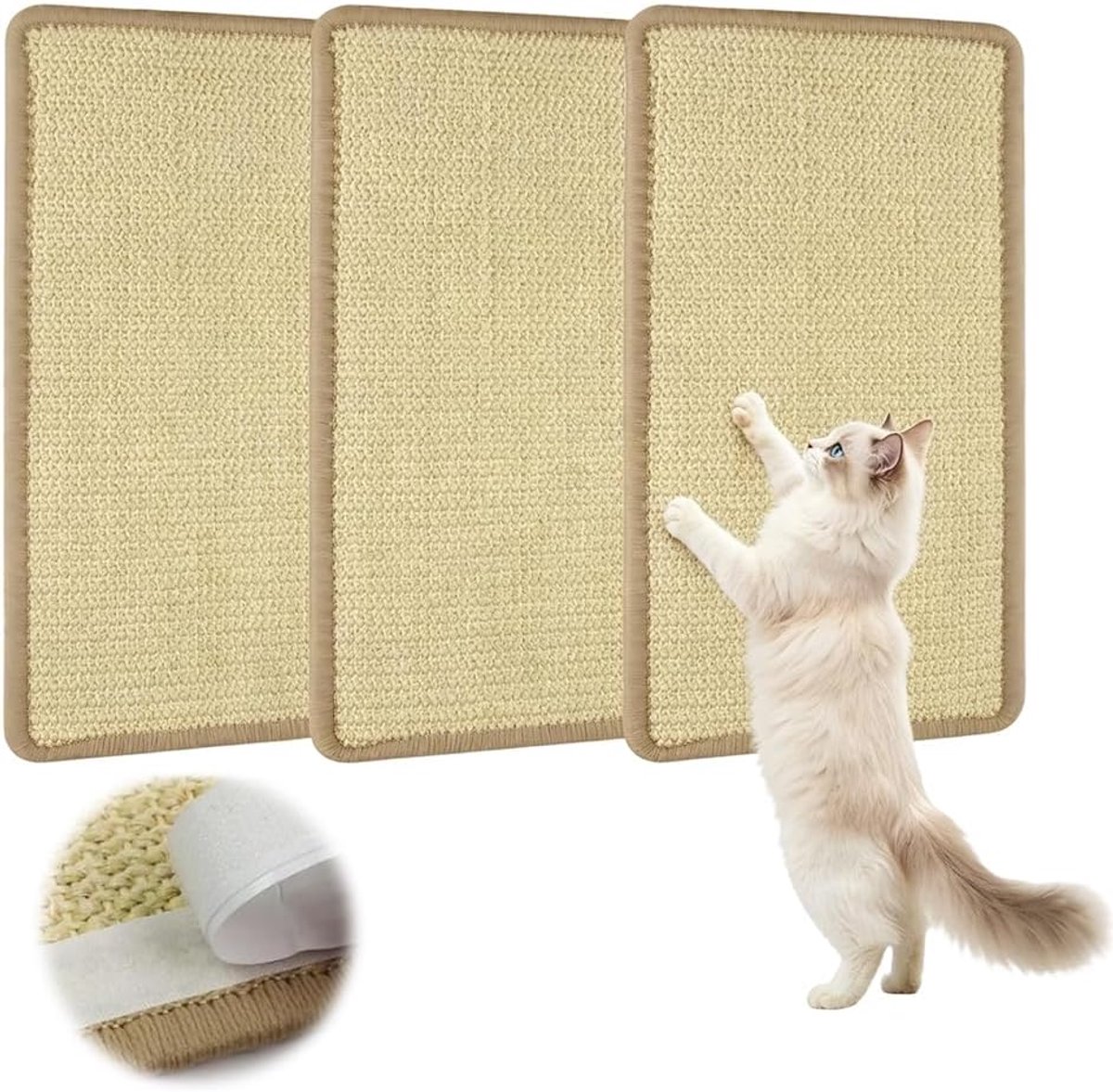 Krabmat voor katten, sisal, 20 x 40 cm, krabmat voor katten, krabmat van natuurlijk sisal, krabmat voor katten, tapijt voor meubels