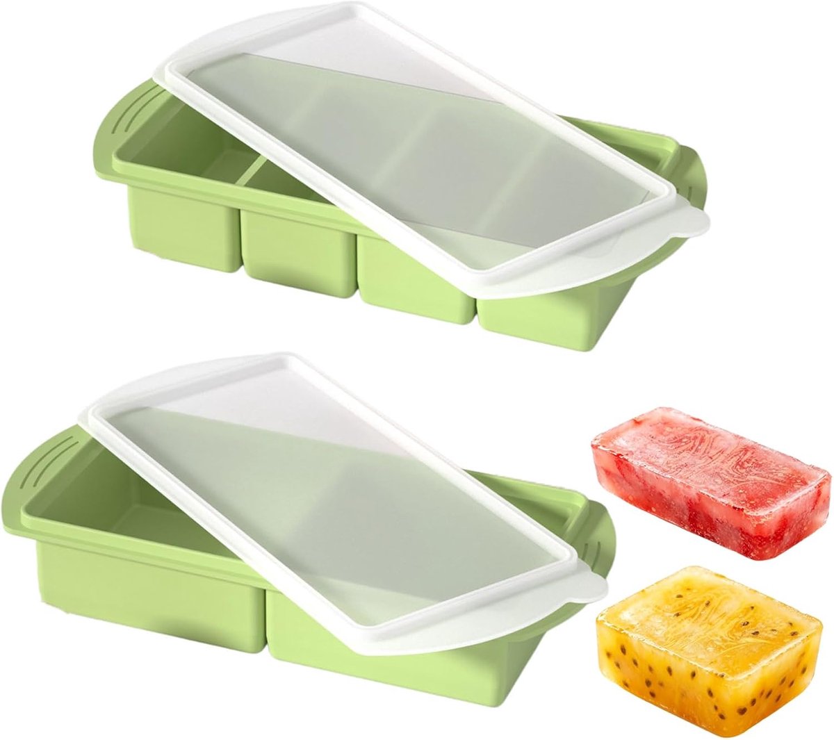 2 stuks Souper Cubes siliconen vriesvorm met deksel, 250 ml, 500 ml