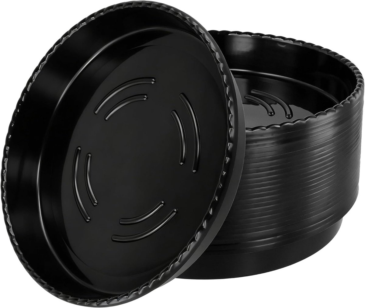 25 stuks bloempotonderzetters, rond, 25 cm, zwart, kunststof plantenonderzetters, plantenpot, onderzetters, zwarte kunststof onderzetters voor binnen- en buitenplanten