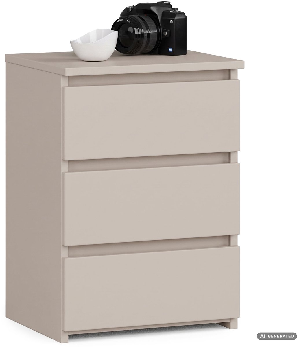 Akord Nachtkastje CL3 / Kasjmier / 40 cm / 3 Lades / Front Kasjmier / 40 x 57 x 35 cm