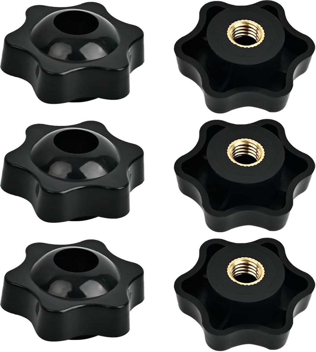 X 38mm Klemmoeren, 6 stuks Sterknoppen van kunststof, Handgreep vleugelmoer voor machines, fitnessapparatuur, meubels en gereedschap