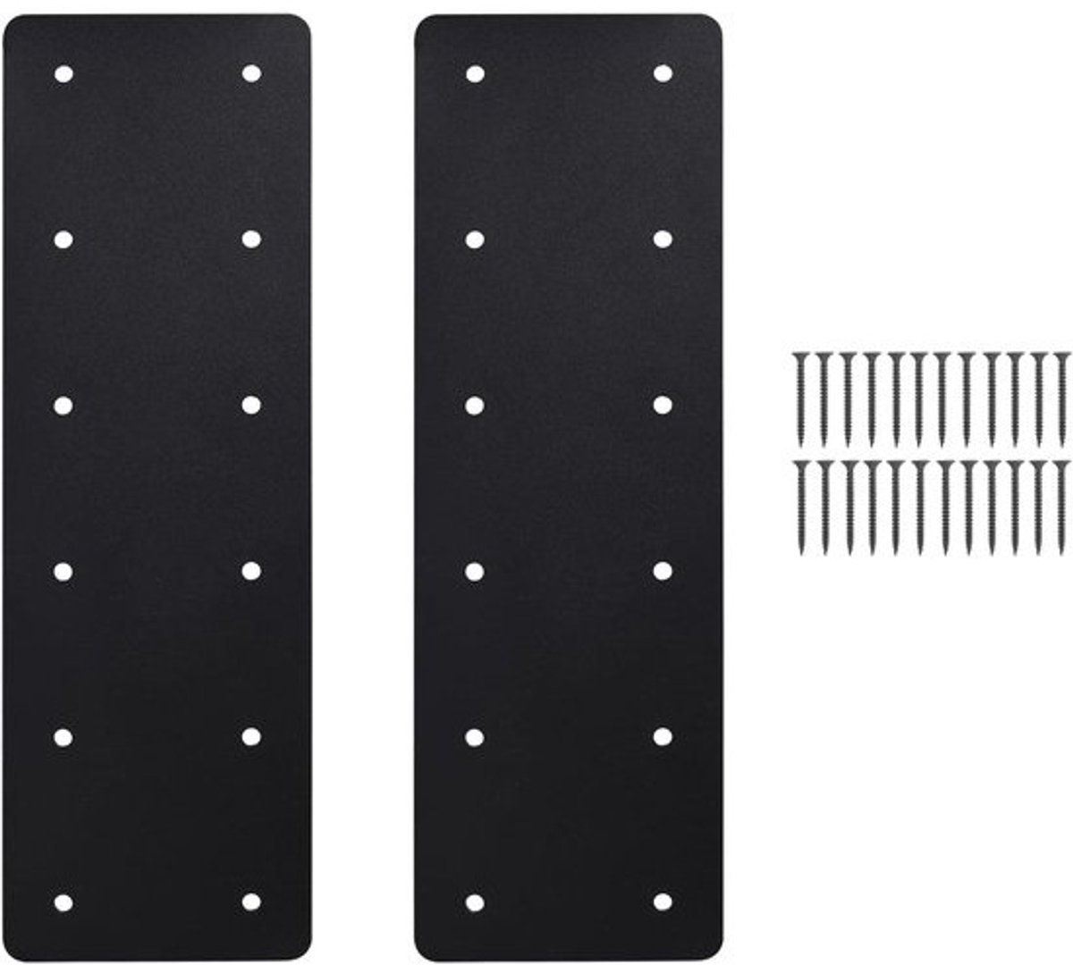 Rechte stalen plaat, 2 stuks - 15,7 x 5 inch - Zware platte herstelplaat met gepoedercoate pergola-beugels, truss-beugel, reparatiebeugel voor paalverbindingen en I-vormband voor hout 6x6 omber..