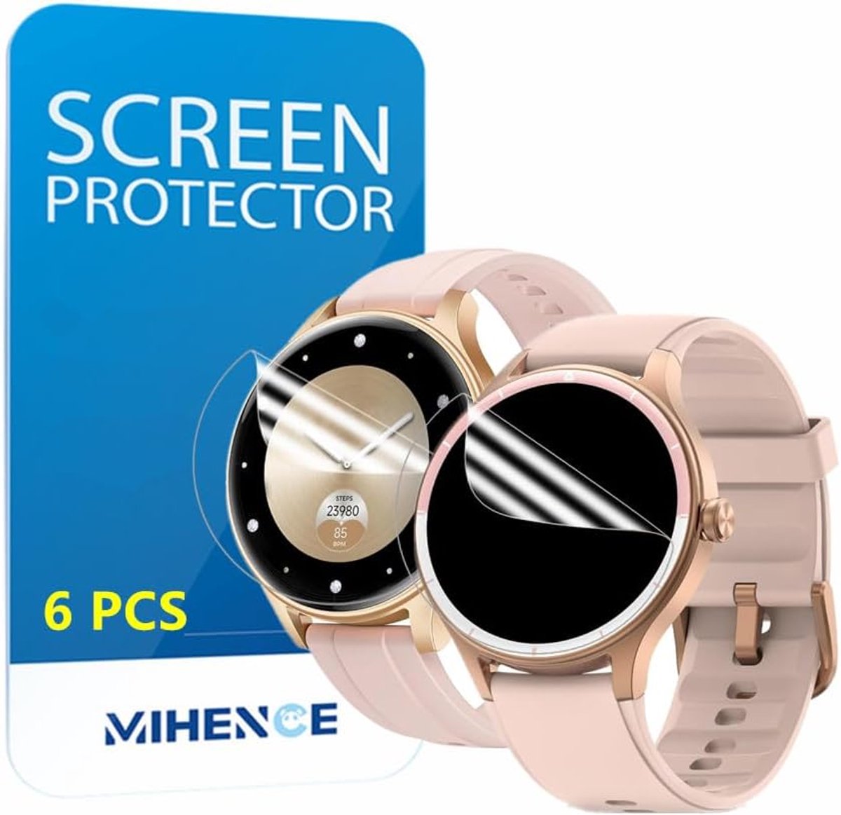 SnelShoppen - Pack van 6 Beschermfolie voor DR06 1.27 Inch Smartwatch - TPU HD Screen Protector, Ultra Duidelijk, Inclusief Installatie Toolset