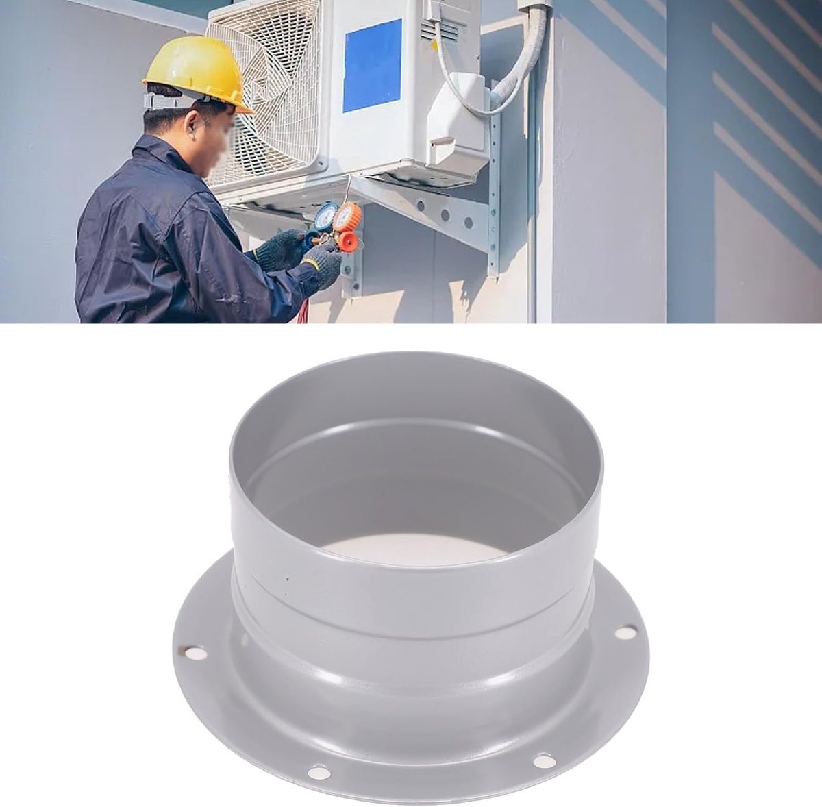 Kanaalflens buisconnector, 3-8 inch metalen flens ontluchtingspijpfitting muur luchtpijp slang flens adapter, voor ventilatieapparatuur (200 mm)