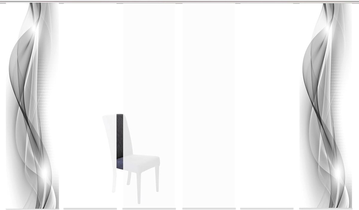 Set van 6 schuifgordijnen NEBLANA, ondoorzichtige decostof, 245 x 60 cm (H x B), kleur: (grijs)