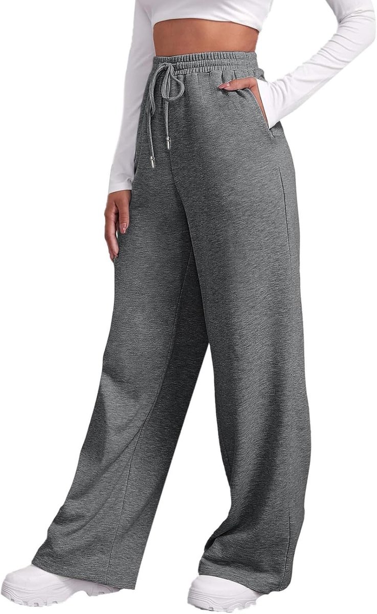 Joggingbroek voor dames, cargobroek, katoen, palazzo, hoge taille, elastisch, breed, zacht, comfortabel, elegant, brede pijpen, voor lente, kantoor, yoga, vakantie, A62
