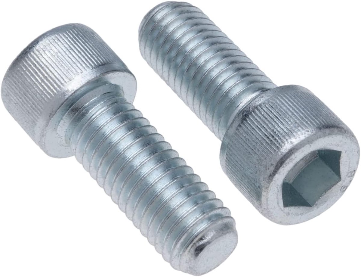 M8x16-8.8 (Pack van 10) Verzinkt Zeskant Inbusbouten Schroefdraad Bevestigingsmiddelen Cilindrische Zware Gecertificeerd Standaard DIN912 (8mm x 16mm)