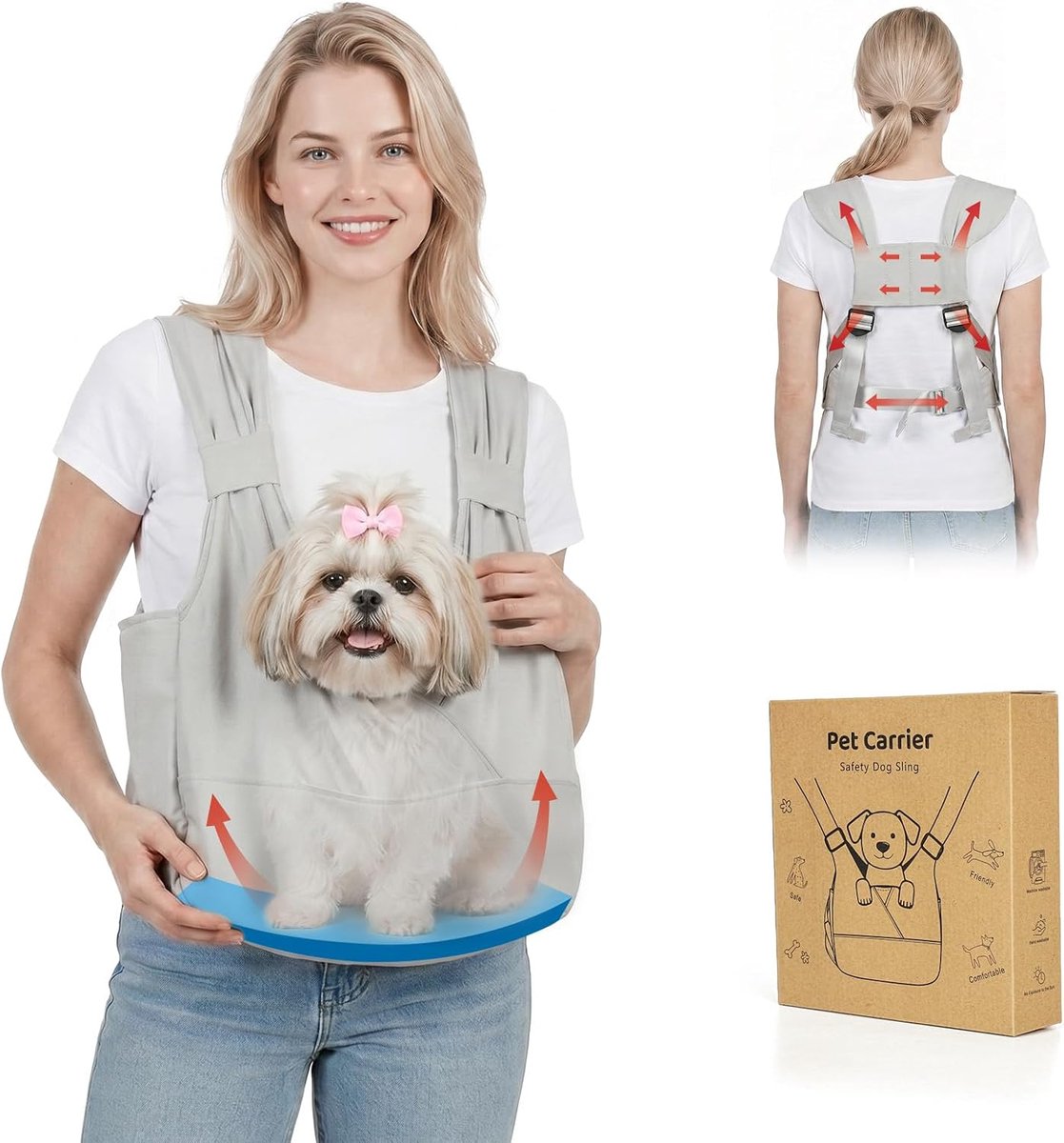 Gevoerde riemen hondendraagtas voor kleine honden met bodemsteun